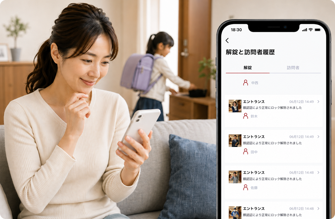 解錠・来訪履歴をいつでもチェック
